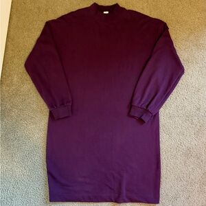 Gap Mock Nexk Long Sleeve Knit Sweater Dress Plum Purple Fall Cozy Medium Tall